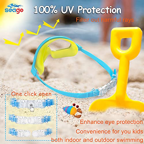 Goggles for kids Swimming 2 Pack No Leaking Anti-Fog Outer Eye Fit with Wide View UV Protection Crystal Clear Watertight Swim Goggles with nose cover Suitable for Children Youth Boys Girls Age 3 to 15