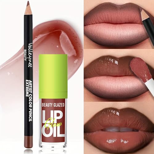 Beauty Glazed Lip Gloss & Lip Liner Set - Berry Brown Ombre