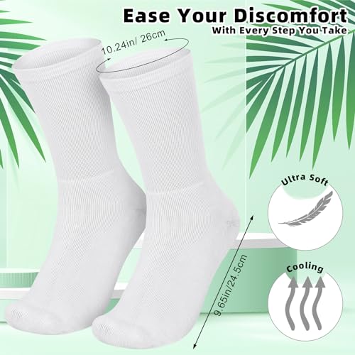 Silicherry Soft Cotton Eczema Socks - White Seamless Moisture Socks (4 Pairs)