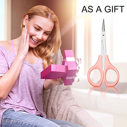 Mudder 2 Pack 4 Inch Curved Eyebrow Scissors Pink