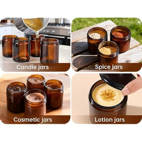 8oz Amber Glass Jars with Airtight Lids (30Pack) - Empty Candle Jars for Candle Making,Cosmetic Jars for Creams,Lotions