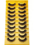 3D Mink False Eyelashes 10 Pairs Set - Natural & Fluffy