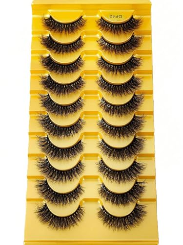 3D Mink False Eyelashes 10 Pairs Set - Natural & Fluffy