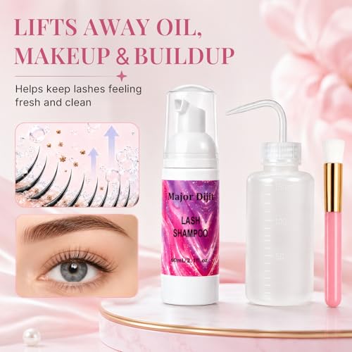 Lash Extension Shampoo Kit with Brush & Rinse Bottle