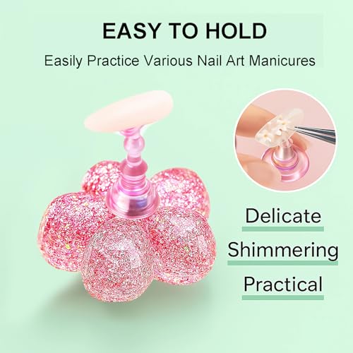 Magnetic Nail Art Practice Stand Kit with Reusable Putty & Tweezers