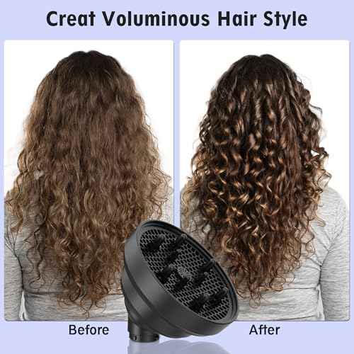 KingKam Upgraded Diffuser Attachment for Dyson Airwrap Styler, Collapsible Travel Hair Diffuser Attachments for Airwrap, Converts for Dyson Air wrap to Hair Dryer, Foldable and Portable - Black