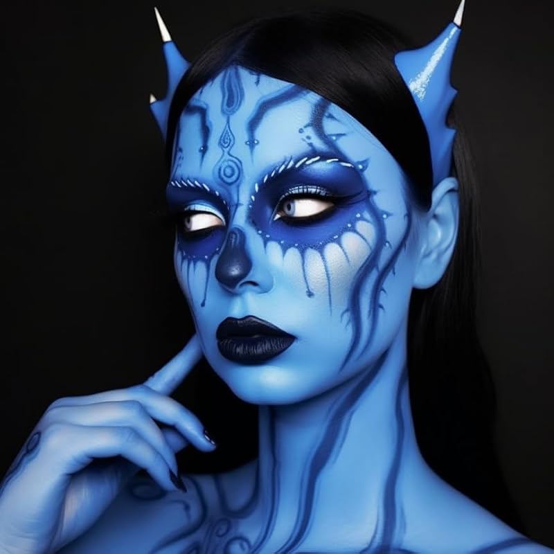 White Black Blue Face Paint Kit with Sponge & Brush