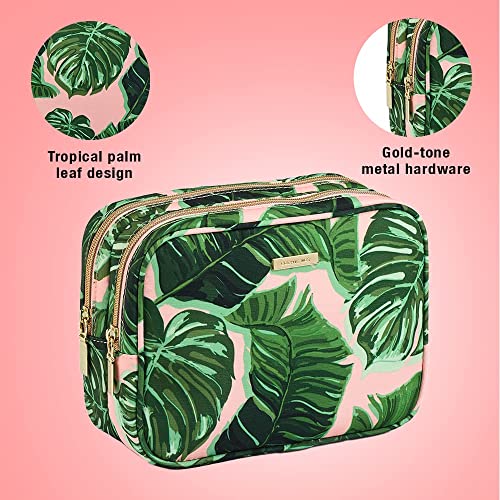 Conair 2 Piece Tropical Palm Leaf Print Weekender Bag Set With Clear Pencil Case Makeup Bag
