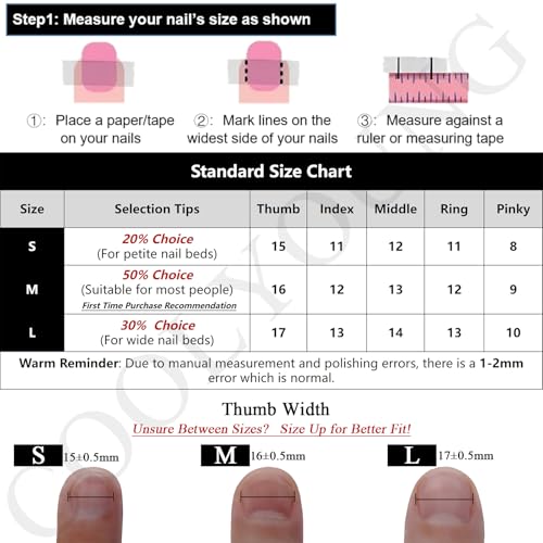 COOLYOUNG French Tip Nails, Cat Eye Press On Nails, 'Lonely Warrior', Square Nail Tips,10 Pieces Black Press On Nails with 1 Gift Box,1 Storage Bag and Gel Nail Kit (S)