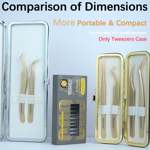 Lash Tweezers Organizer Bag, 4-Slot PU Leather Storage Case, White