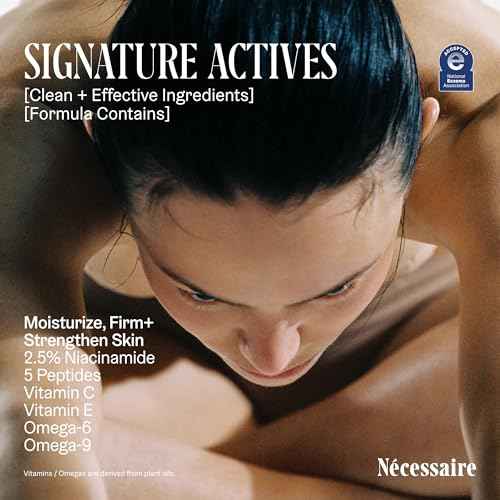N?cessaire The Body Lotion. Fragrance-Free. Multi-Peptide Firming Lotion to Moisturize, Firm, Strengthen. 2.5% Niacinamide, Vitamin C/E + Omega 6/9. 2.4 fl oz