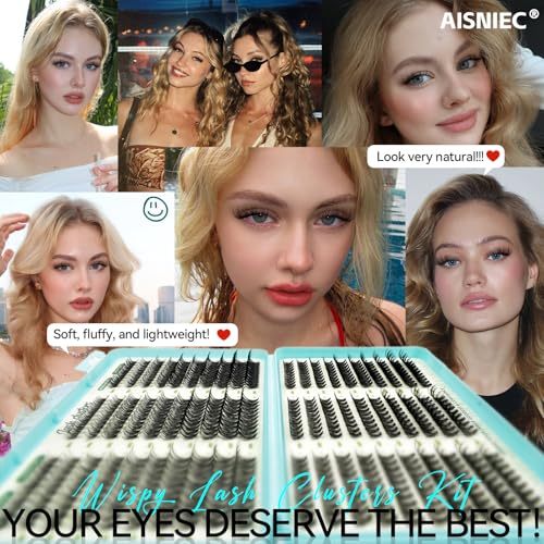Natural Lash Clusters, 640 PCS Individual Cluster Lashes 40D 50D, DIY Cluster Eyelash Extensions for Soft Natural Look, Lightweight Cluster Lashes for Daily Makeup
