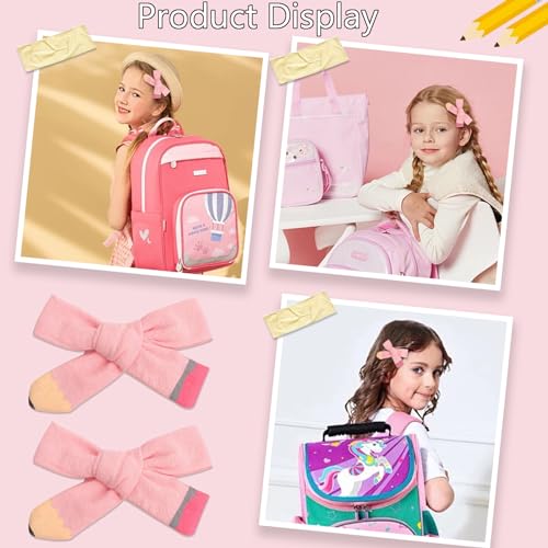 Back To School Hair Clips Pink Bows Hair Clips Pencil Shape Design Students Hair Accessories Soft Fabric Hair Clips for Styling Decorations for Girls First Day of School 2 PCS