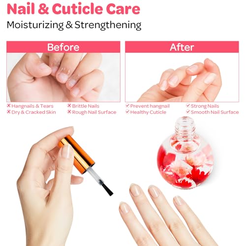Strawberry Cuticle Oil 15ml with Real Flowers | Hydrating Nail Care