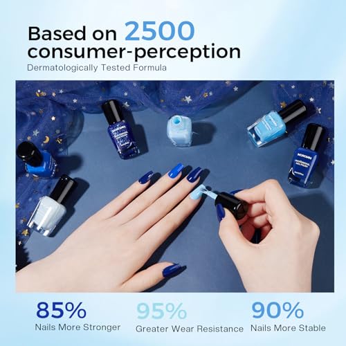 Morovan Glitter Blue Nail Polish Set - Quick Dry & Long Lasting