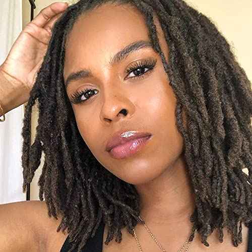 Real Human Hair Loc Extensions for Women/Men/Kids 8inch 0.6cm Thickness 40 Strands 100% Handmade Can Be Dyed,Curled and Bleached Natural Black Permanent Dreadlock Extensions