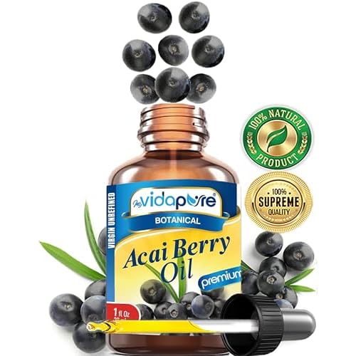 MYVIDAPURE Pure ACAI BERRY OIL Virgin Unrefined Wild Growth Raw Undiluted Brazilian for Skin, Hair, Lip and Nail Care (1 Fl Oz)