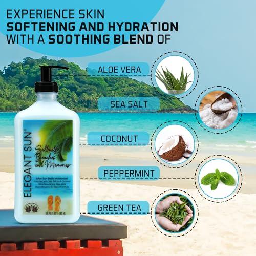 Saltwater Beaches Tan Extender, After Sun Lotion Tanning Bed Lotion, Aloe Vera Base Moisturizer, Hypoallergenic, Sensitive Skin Lotion for Men or Women, Unisex Fresh Scent, Elegant Sun