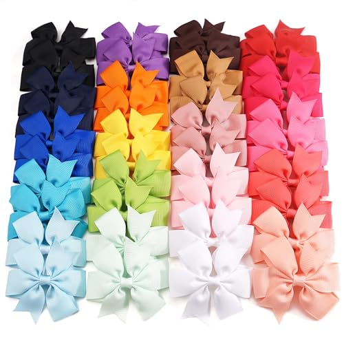 CÉLLOT 40Pc Grosgrain Pinwheel Hair Bows with Alligator Clips