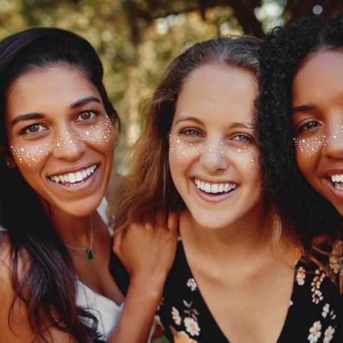 Gold Glitter Freckle Face Tattoos, 10 Sheet Sparkle Patches