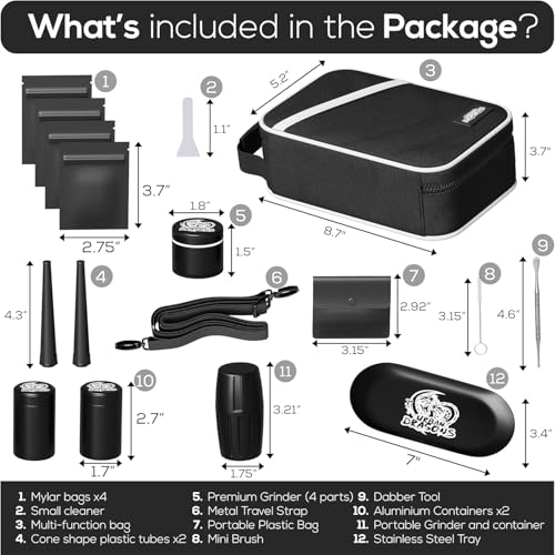 Premium Carbon Lined Smell Proof Bag with Combination Lock | Multi-Use Organization Bag with Accessories | Storage and Containers kit | Stash box | Birthday Gifts for Men/Women.