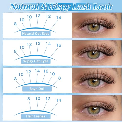 Natural Wispy Lash Clusters - Ultra-Thin Band 8-16mm