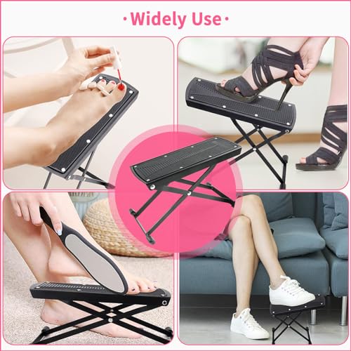 Adjustable Pedicure Foot Rest – 6 Heights, Foldable Stool
