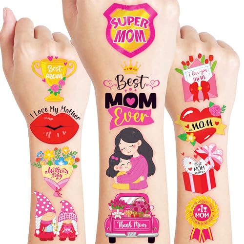 96 PCS Mother's Day Temporary Tattoos - Floral & Heart Designs