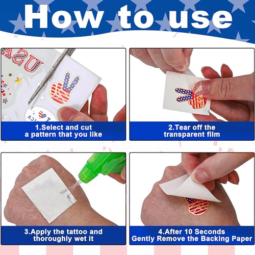 64 PCS Patriotic Temporary Tattoo Set for 4th of July Celebrations