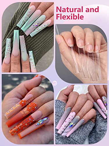 LIONVISON 3XL No C Curve Clear Square Nail Tips - 504 Pcs Extra Long