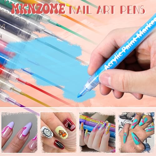 48 Color Nail Art Pens for Painting Nails, 0.7 MM Nail Polish Pens Drawing Point Liner Acrylic Painted Pen Kit, Waterproof Quick-drying for DIY Nails Art Design Manicure Tools
