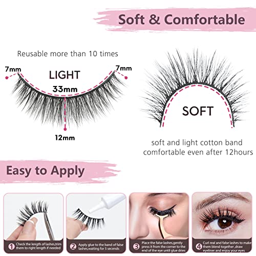 Short Natural False Lashes 7-12mm 3D Mink 10 Pairs