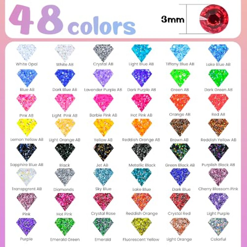 48-Color Bedazzling Kit with 100 Reusable Resin Charms