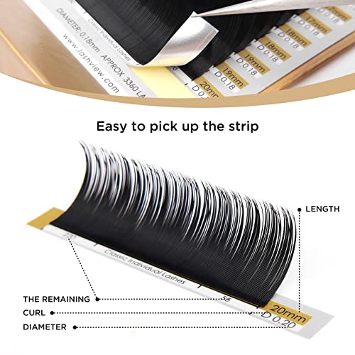 LASHVIEW Eyelash Extensions,Individual Lashes,Premium Single&Classic Lases,0.15 D Curl Thickness 14mm,Natural Semi Permanent Eyelashes,Soft Application-friendly, lashes individual