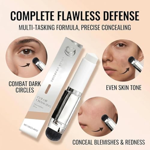 Color-Changing Foundation Stick with Brush - Full Coverage