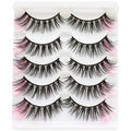 Pink Colored Wispy Lashes 14-16mm Full Volume 3D Fake Eyelashes 5 Pairs