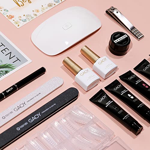 GAOY Poly Gel Nail Kit with UV Light - 6 Colors Extension Starter Set