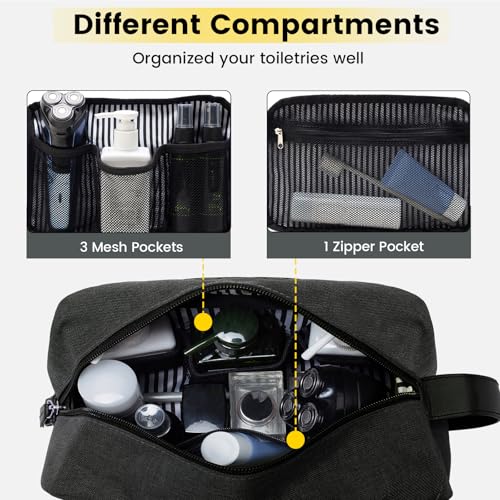 Vorspack Toiletry Bag for Men - Water Resistant Travel Bag for Toiletries, Bathroom Essentials, Travel Accessories, Gifts - Grey (Pack of 2)