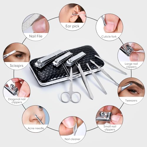 Yougai 18-Piece Manicure Set with Leather Case | Professional Nail Clippers