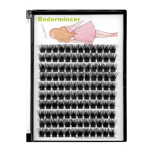 Bodermincer 120 Clusters/box Wide Cluster 3D Effect Glue Bonded Cluster Eyelashes Individual Eyelash Extension Eyelashes Bunches False Eyelashes Home Eyelash Extension (12MM)
