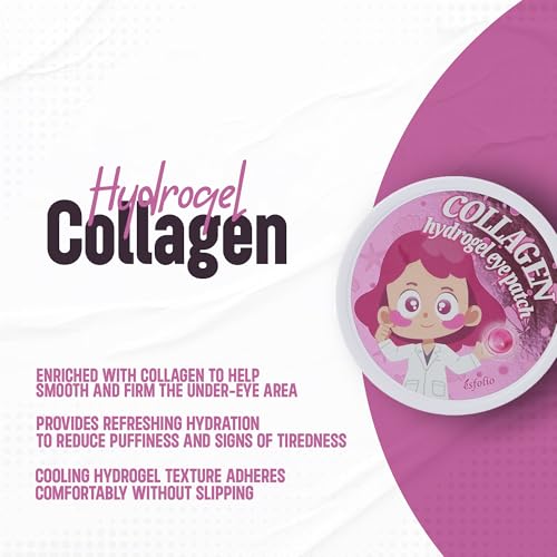 esfolio Hydrogel Eye Patch Collagen 60 Patch ? Under Eye Gel Patches for Puffiness and Tired Eyes ? Soothing Cooling Care ? Korean Skincare Eye Mask ? Lightweight Hydration