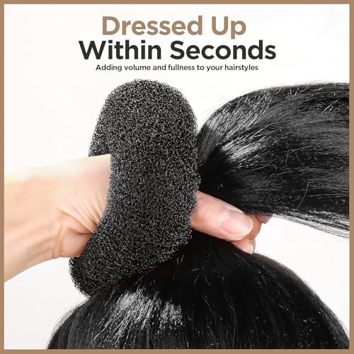 Donut Hair Bun Maker - 4pcs Hair Bun Maker for Kids Easy Ballet and Sock Buns 20pcs Bobby Pins Black