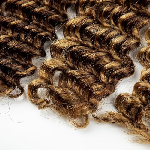P4/27 Highlight Brown Human Hair Braiding Extensions - 18 Inch