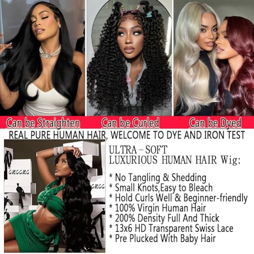 13x6 Lace Front Wig Human Hair 30" Body Wave 200% Density