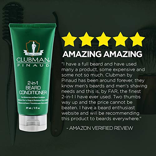 Clubman Pinaud 2-in-1 Beard Conditioner & Beard Moisturizer for Men ? Hydrates Skin, Nourishes Beards, 3 oz x 2 Pack