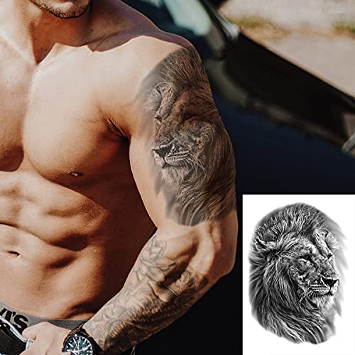 12 Sheets Black & Grey Animal Temporary Tattoos for Men