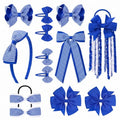 DEEKA 13-Piece Royal Blue Gingham Hair Accessories Set for Girls