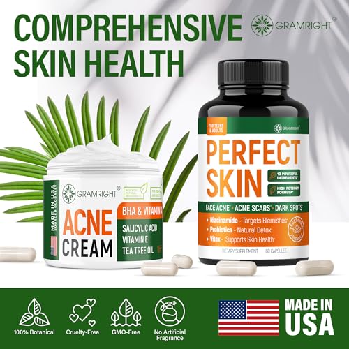 Acne Face Cream - Acne Spot Treatment for Face & Acne Dots - Tea Tree Oil & Salicylic Acid - Natural Cystic Acne Treatment - Made in USA - For All Skin Types - Acne Scar Cream & Pimple Remover 4 fl.oz
