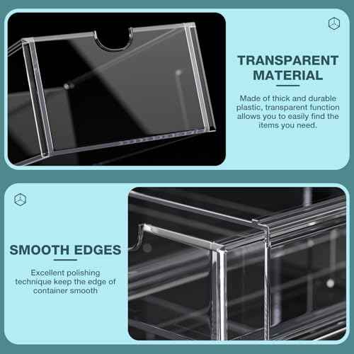 Noverlife Acrylic Hair Accessories Organizer with 4 Drawers, Clear Storage Drawers for Organizing Hair Ties/Jewelry/Sunglass, Stylish Make up Organizer Display & Office Bathroom Desktop Storage Case