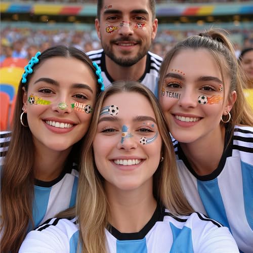 Soccer Face Temporary Tattoos 7 Sheets Waterproof